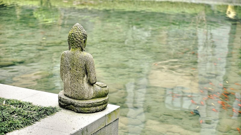 Mermaid Statue in Garden Pond